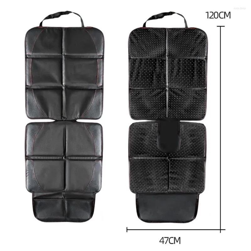 Husa de protectie scaun auto copii, universala, anti-alunecare, impermeabila, cu buzunare, neagra, protectie bancheta masina [6]