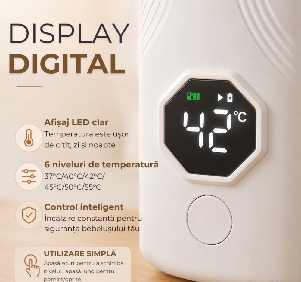 Incalzitor portabil pentru lapte Zenva– USB, pentru calatorii, reglabil, alb [8]