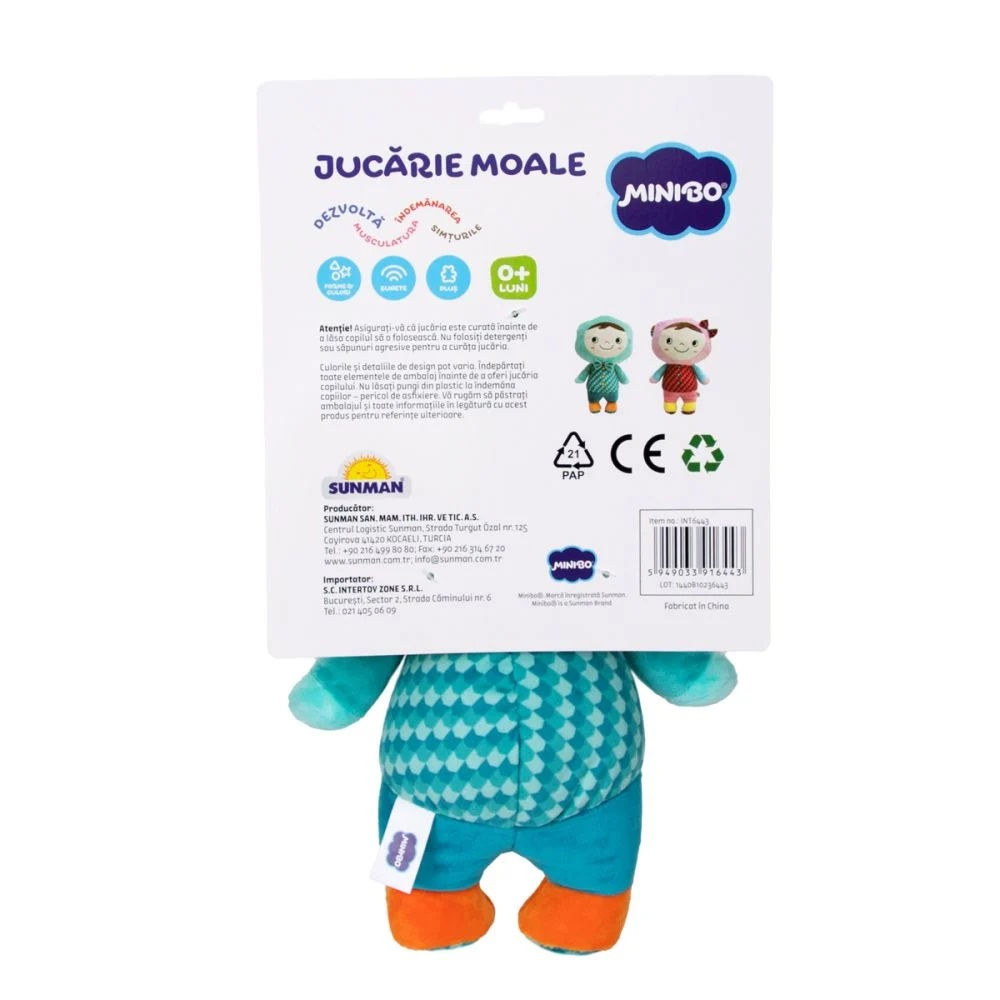 Jucarie de plus, moale, pentru somn, Minibo, Albastru [3]