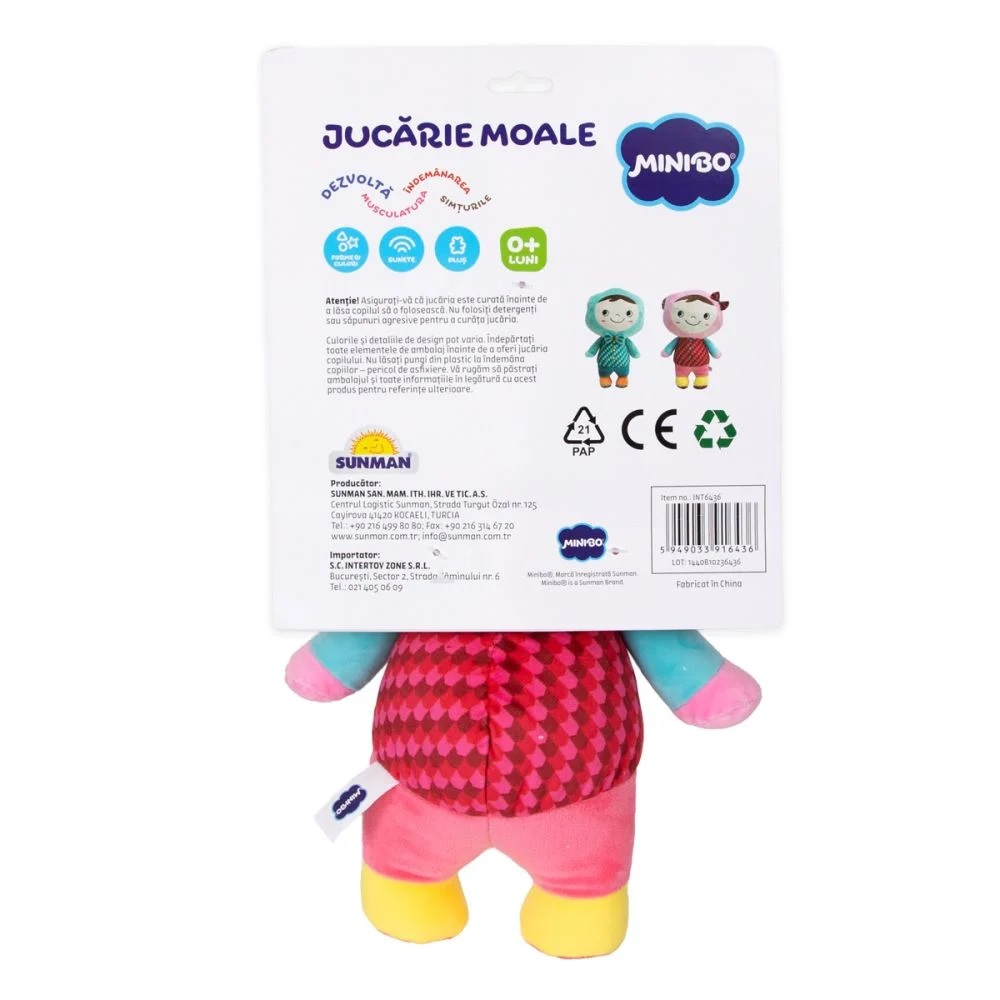 Jucarie de plus, moale, pentru somn, Minibo, Roz [7]