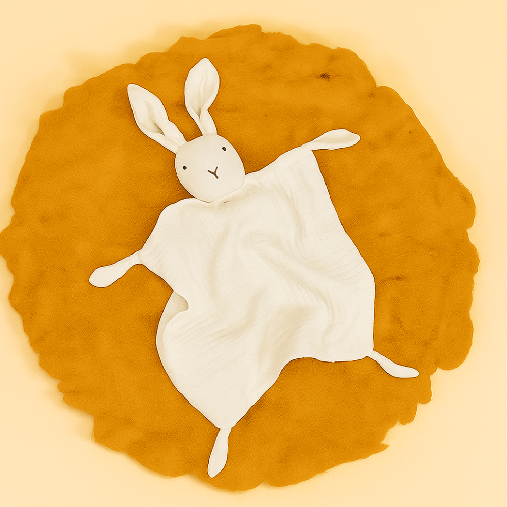 Jucarie Paturica Iepuras din Muselina – Jucarie de Alint si Somn, Alb [1]