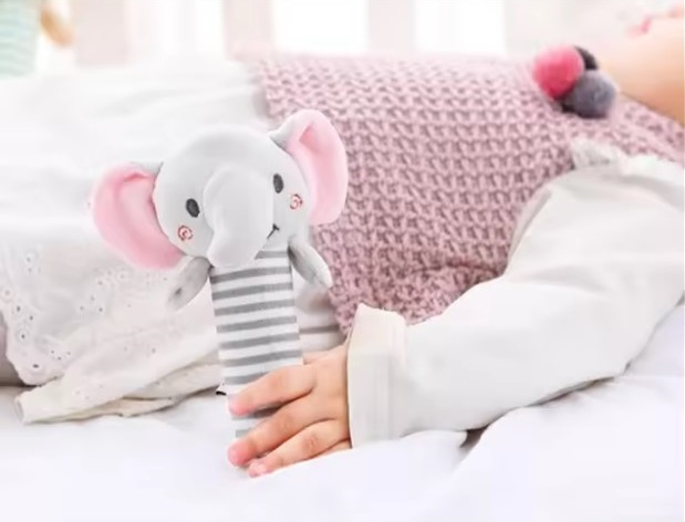 Jucarie zornaitoare de plus, pentru bebelusi, Elefant, roz, 16.5 cm [2]