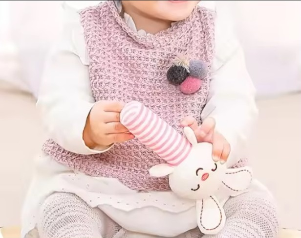 Jucarie zornaitoare de plus, pentru bebelusi, Iepuras, roz, 16.5 cm [3]