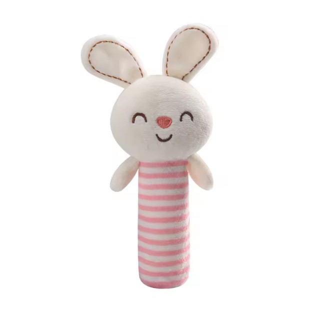 Jucarie zornaitoare de plus, pentru bebelusi, Iepuras, roz, 16.5 cm [1]