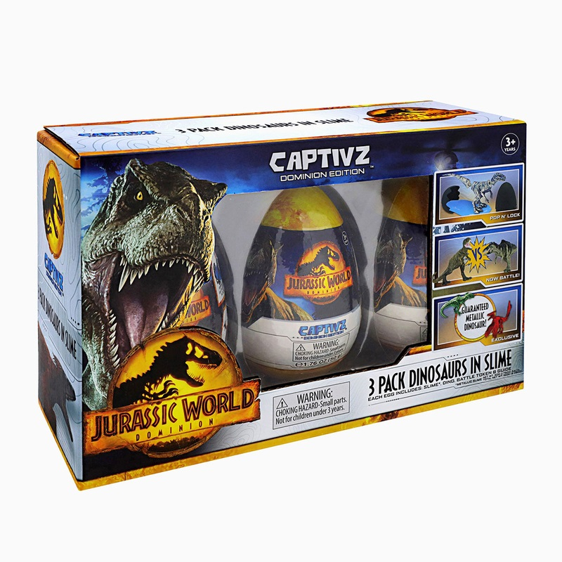 JURASSIC Editia Captivz Dominion, jucarie, surpriza - set 3 oua, cu dinozauri si slime [2]