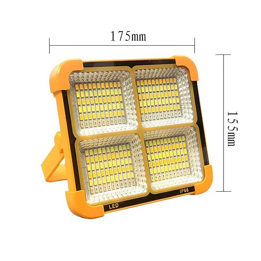 Lampa Solara de Exterior Portabila, Proiector LED Solar, IP66, 100 W, Reincarcabil - Galben [2]