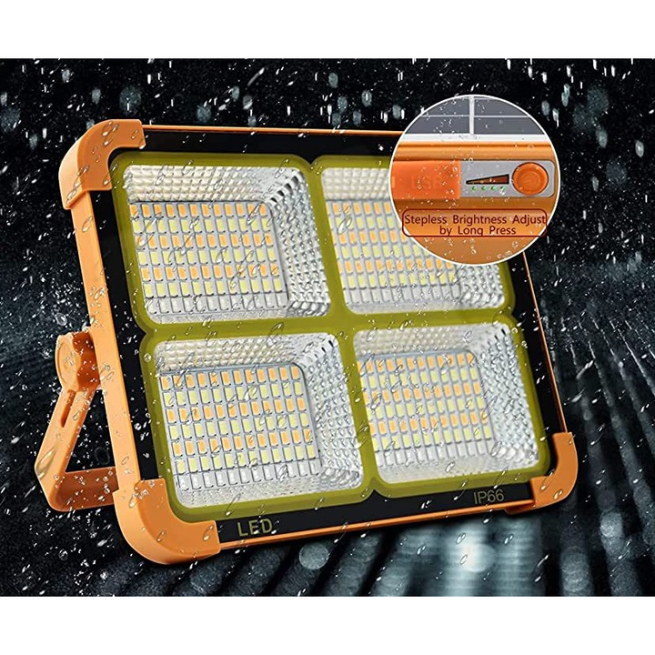 Lampa Solara de Exterior Portabila, Proiector LED Solar, IP66, 100 W, Reincarcabil - Galben [4]