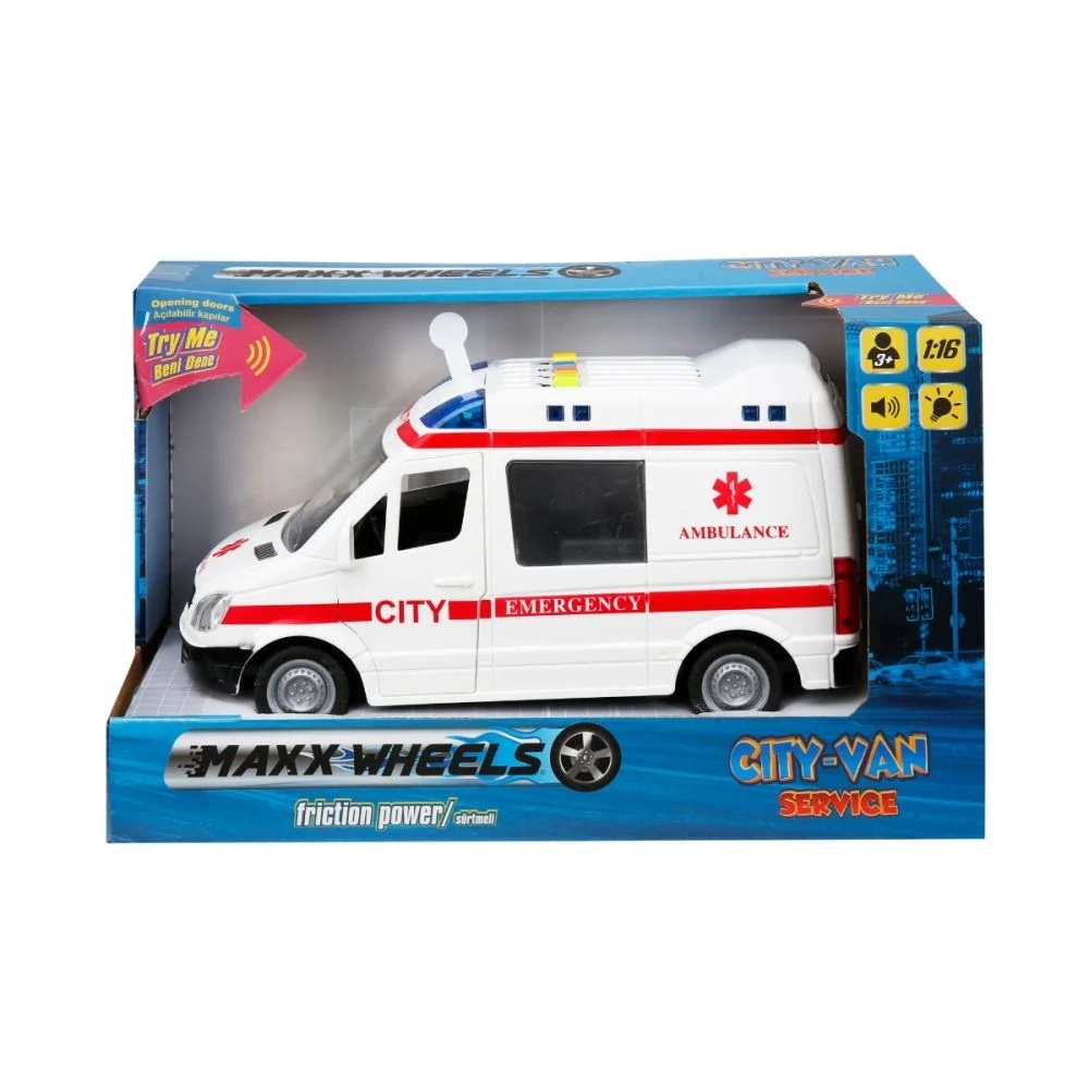 Masina de ambulanta cu lumini si sunete Maxx Wheels, 1:16 Alb [1]