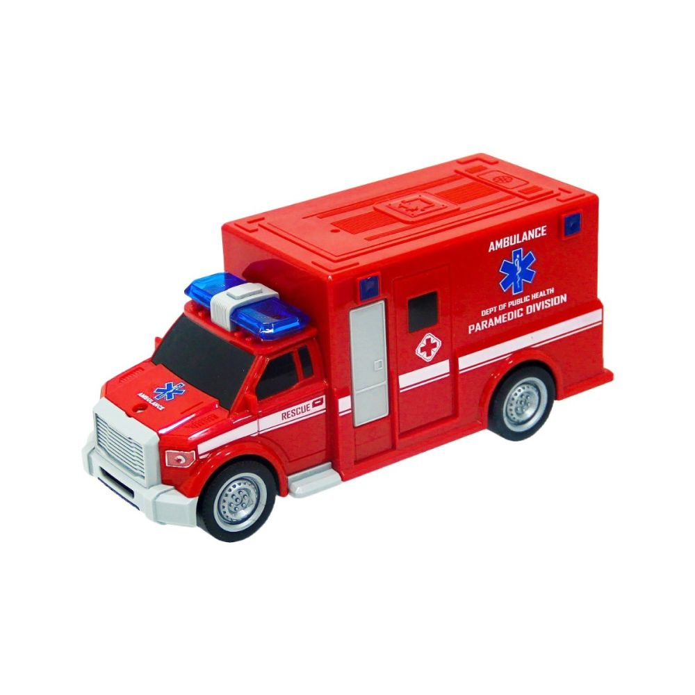 Masina de ambulanta cu lumini si sunete Maxx Wheels, 1:20, Rosu [2]