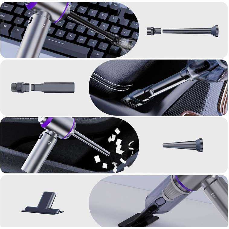 Mini aspirator auto portabil cu baterie, 18000Pa, motor brushless, 3 trepte de putere [3]