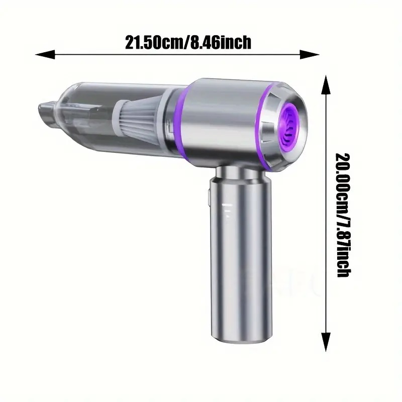 Mini aspirator auto portabil cu baterie, 18000Pa, motor brushless, 3 trepte de putere [8]
