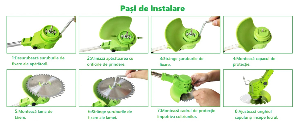 Motocoasa electrica fara fir 21V cu 2 acumulatori, Reglabila, 3 moduri de taiere + accesorii incluse [7]