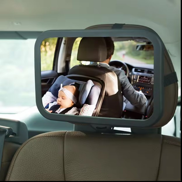 Oglinda auto pentru supraveghere bebelusi, rotire 360 grade, fixare tetiera, 25.5x17.5 cm Zenva [4]
