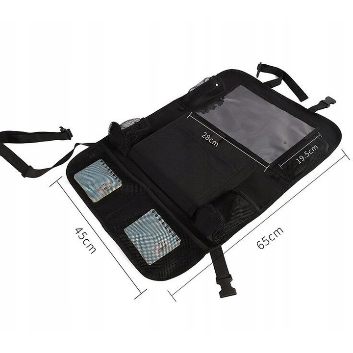 Organizator pentru scaun auto, 45 x 65 cm, Suport Tableta, Impermeabil, Negru, Protectie Scaun auto spatar [6]