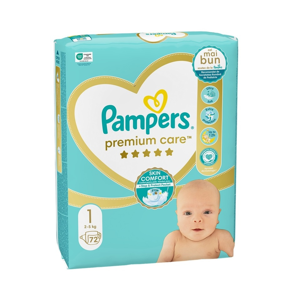 PAMPERS Premium Care Newborn, scutece, 2-5 kg, marime 1, 72 buc [1]