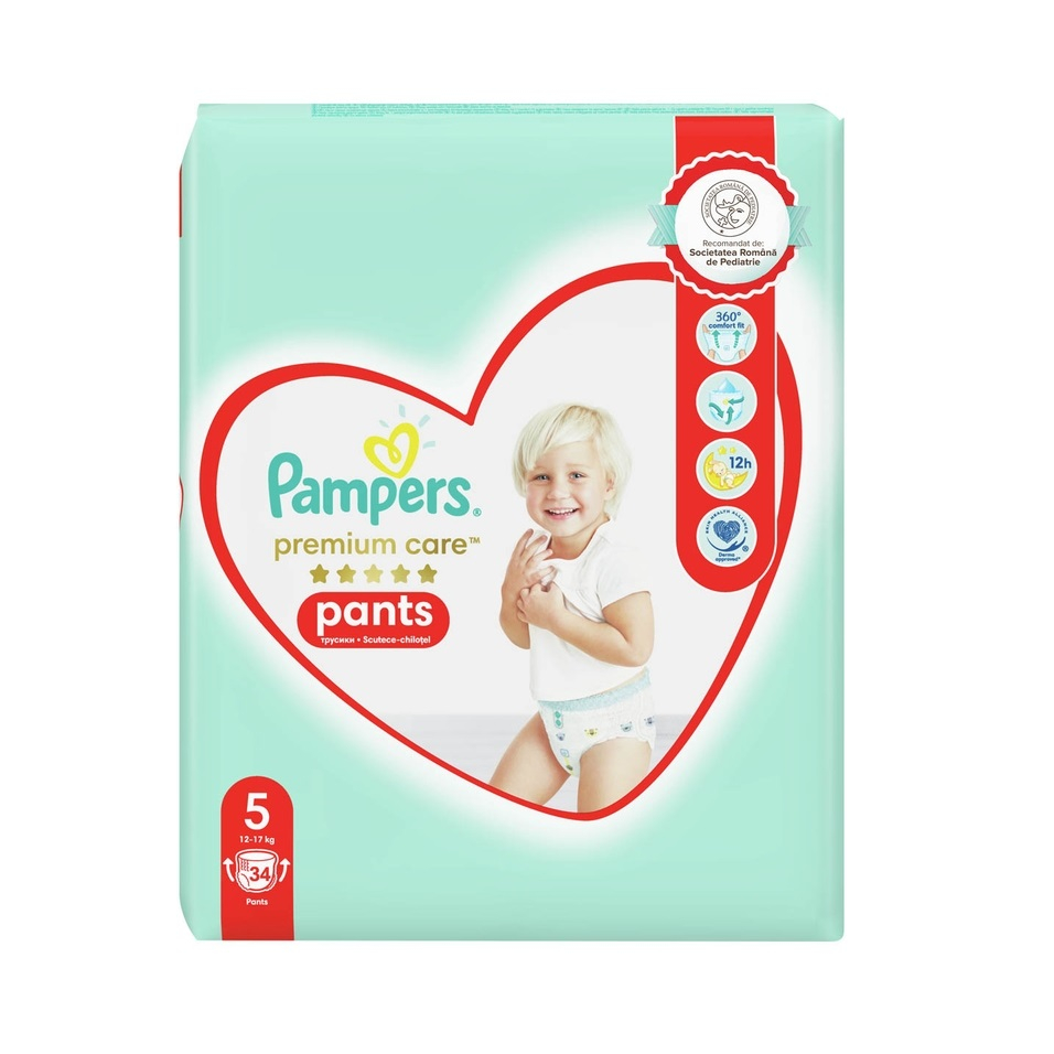 PAMPERS Premium Care Pants, scutece chilotel, 12-17 kg, marime 5, 34 buc [1]
