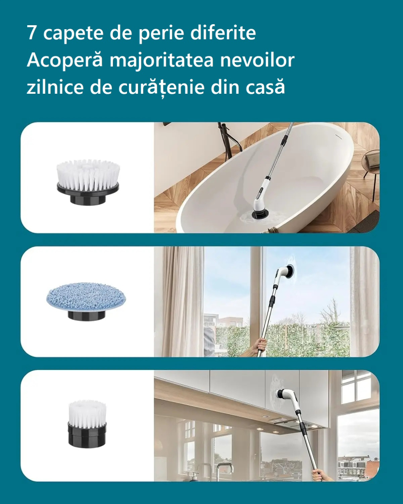Perie Electrica Rotativa de Curatare 9 in 1 – Cu Acumulator, 2 Viteze si Maner Extensibil [7]
