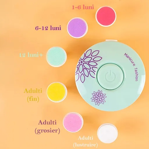 Pila unghii electrica pentru bebelusi/copii/adulti, 6 capete de schimb, verde [5]
