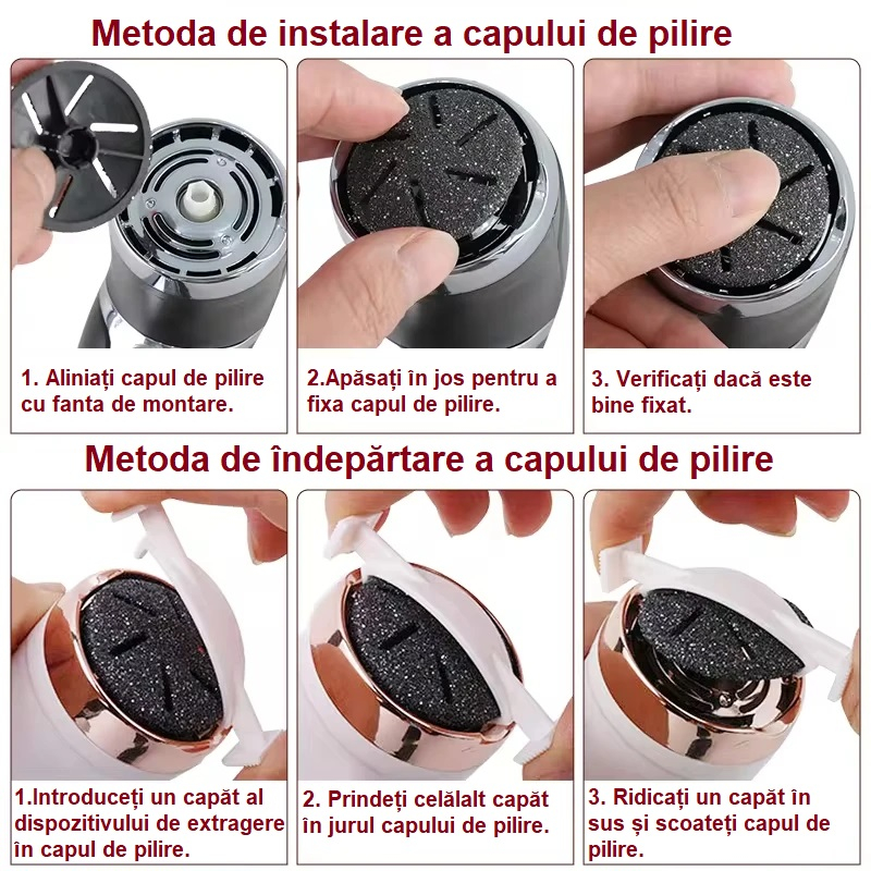 Pila electrica profesionala pentru talpi si calcaie, cu afisaj LCD, 2 viteze si sistem de aspirare [8]