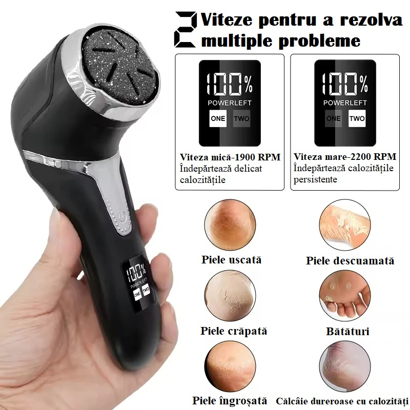 Pila electrica profesionala pentru talpi si calcaie, cu afisaj LCD, 2 viteze si sistem de aspirare [4]