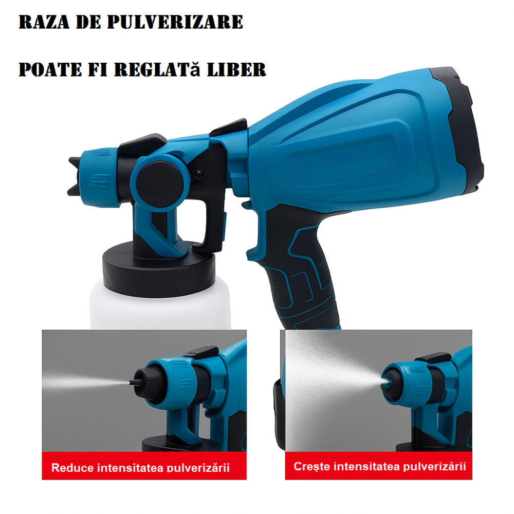 Pistol Electric de Vopsit Profesional cu 2 Acumulatori 21V – Pulverizare Reglabila [4]
