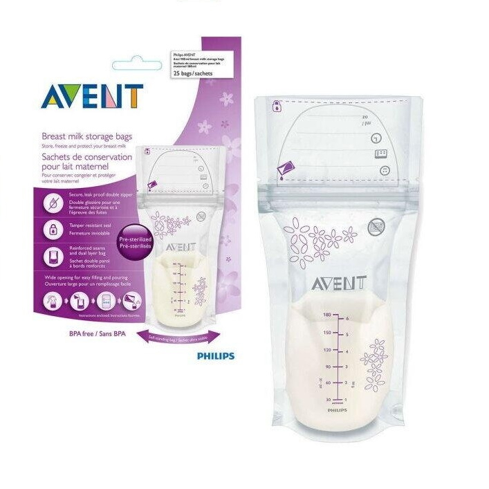 Pungi de stocare a laptelui matern Philips Avent, 25 bucati, 180 ml, SCF603/25 [1]