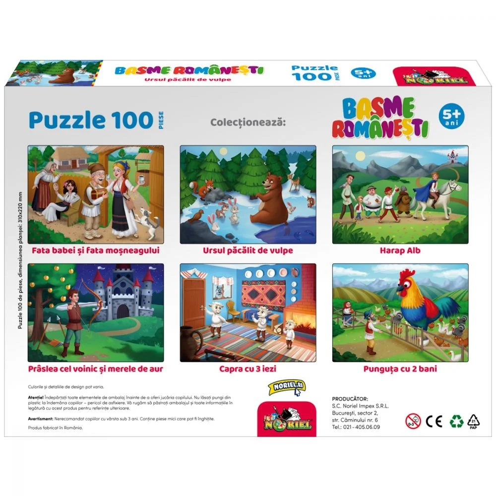Puzzle 100 piese, Noriel Basme Romanesti, Ursul pacalit de vulpe [5]