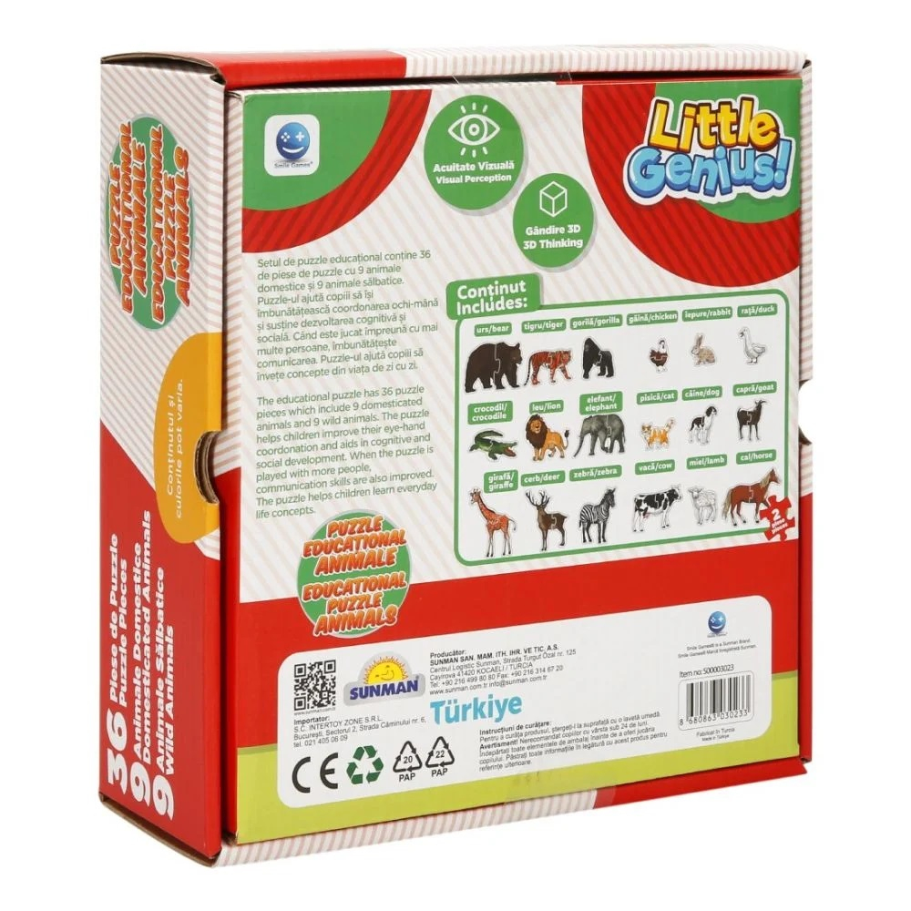 Puzzle educational cu animale, Smile Games, 36 piese [4]