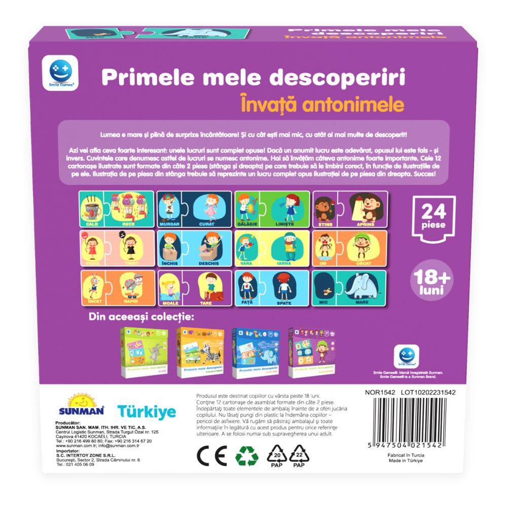 Puzzle Primele mele descoperiri, Smile Games, Invata antonimele, 24 piese [3]