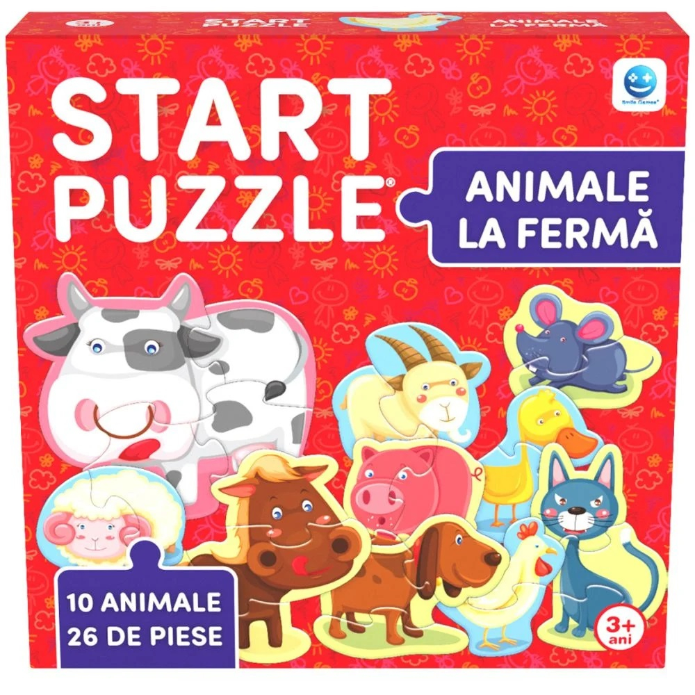 Puzzle Start, 4 in 1, Animale la ferma, Smile Games, 26 piese [1]