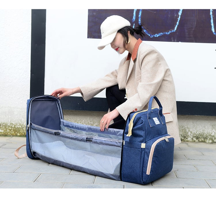 Ghiozdan Multifunctional pentru Mamici, Bebelusi si Copii, Patut Extensibil, Impermeabil, Prindere Carucior, Albastru [2]