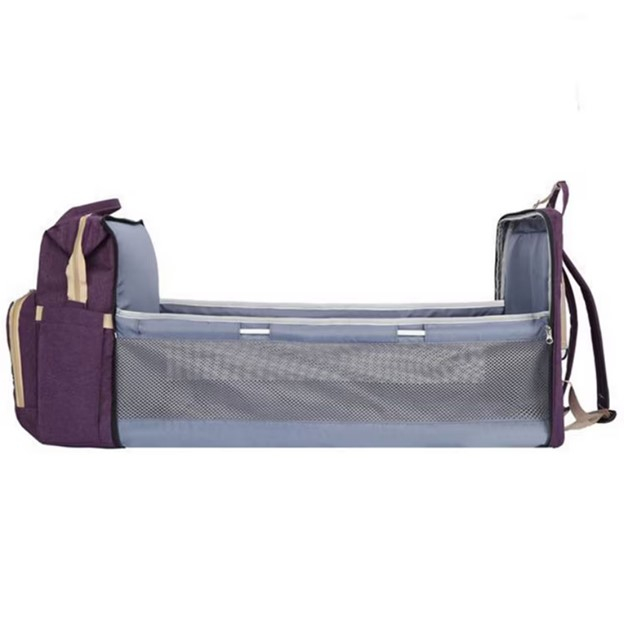 Ghiozdan Multifunctional pentru Mamici, Bebelusi si Copii, Patut Extensibil, Impermeabil, Prindere Carucior, Mov [3]