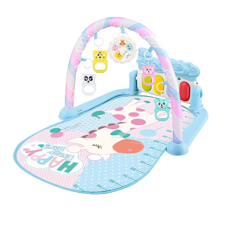 Saltea de activitati pentru bebelusi 4 in 1 cu muzicuta si jucarii senzoriale, Roz-Bleu [1]