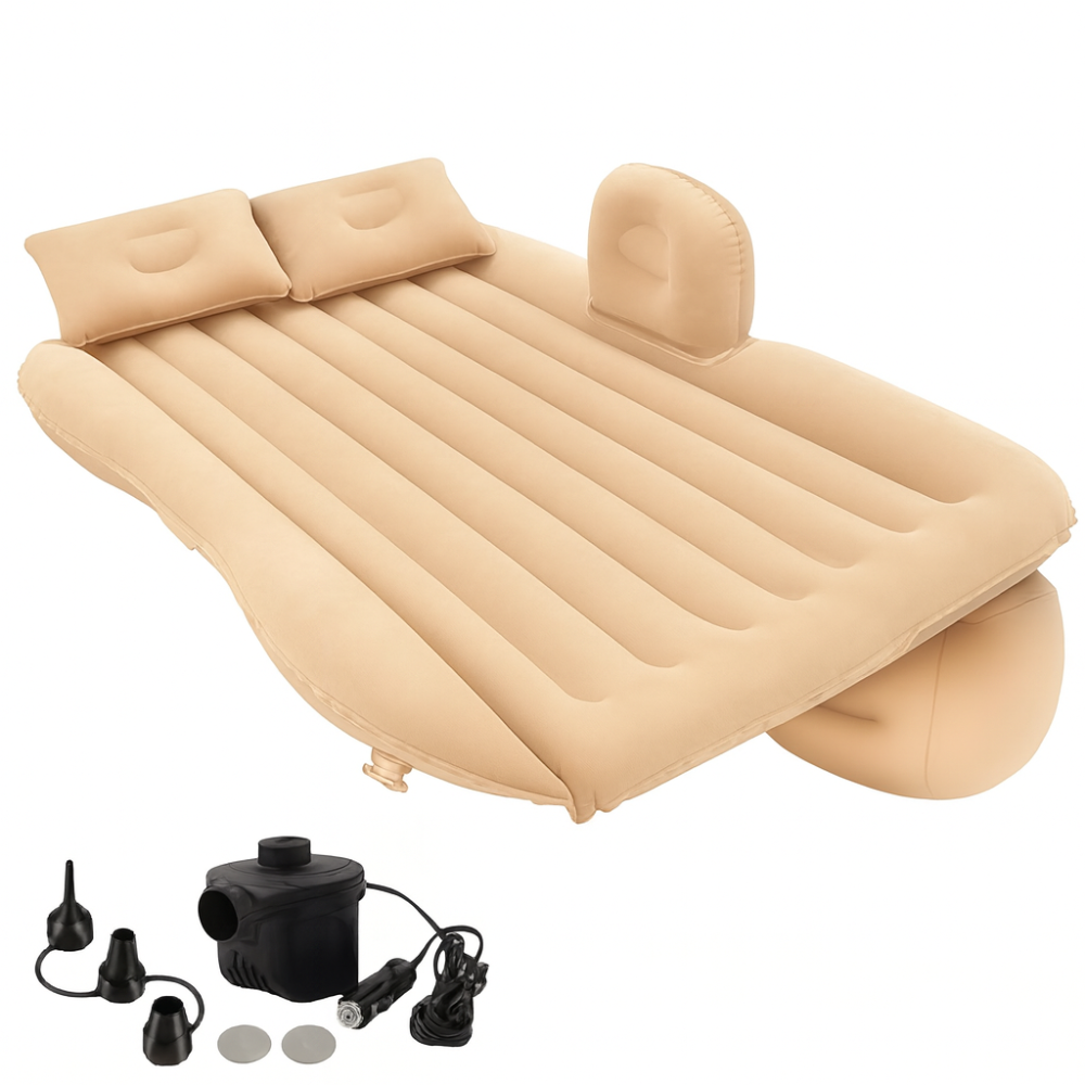 Saltea gonflabila auto pentru bancheta spate cu pompa electrica 135 cm x 85 cm, Crem [1]