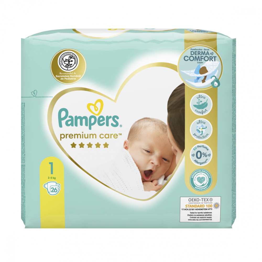 Scutece Premium Care, Nr. 1, 2-5 kg, 26 buc, Pampers [1]