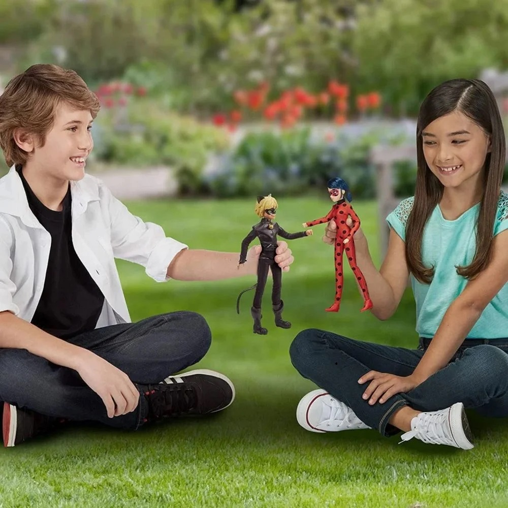 Set 2 papusi MIRACULOUS, Ladybug, Zag Heroez, Buburuza si Cat Noir, 30 cm [6]