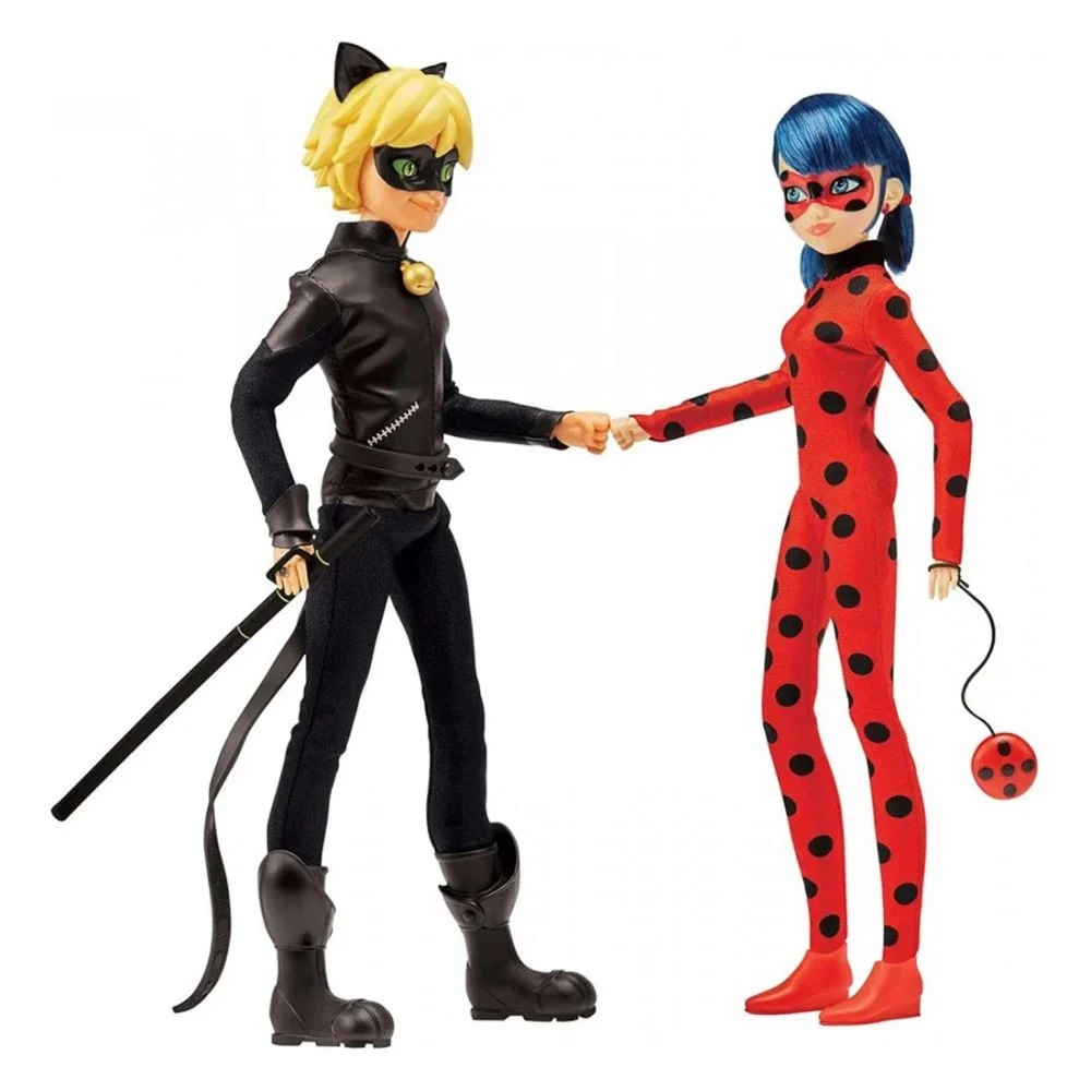 Set 2 papusi MIRACULOUS, Ladybug, Zag Heroez, Buburuza si Cat Noir, 30 cm [3]