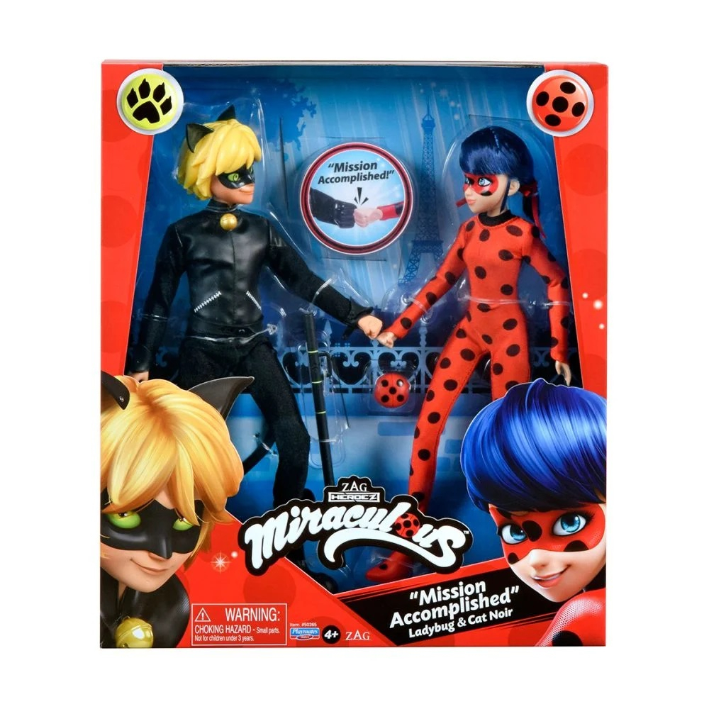 Set 2 papusi MIRACULOUS, Ladybug, Zag Heroez, Buburuza si Cat Noir, 30 cm [1]