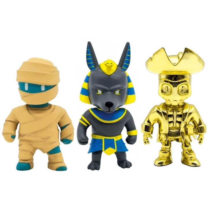 Set 3 mini figurine Stumble Guys, 3D Seria 1 Hatshepsut, Anubis, Capt. Goldheart [2]