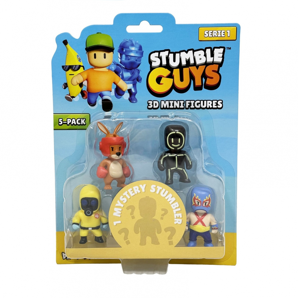 Set 5 mini figurine Stumble Guys, 3D S1, 6 cm, Glowman, Boxing Roo, Luchador, Hazmat NBC [1]