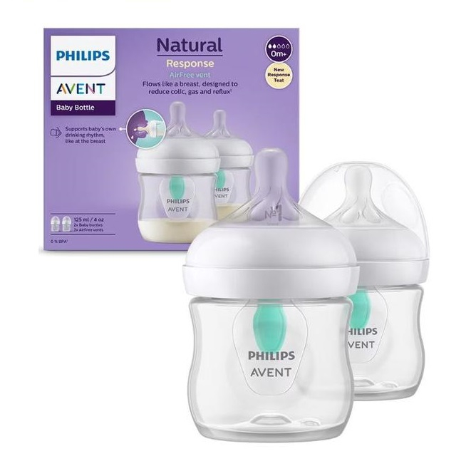 Set Biberoane cu dispozitiv anticolici Natural Response, 0 luni+, 2 x 125 ml, SCY670/02, Philips Avent [1]