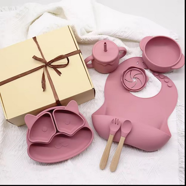 Set complet hranire bebelusi pentru diversificare, silicon, fara BPA, 13 piese, Roz [3]