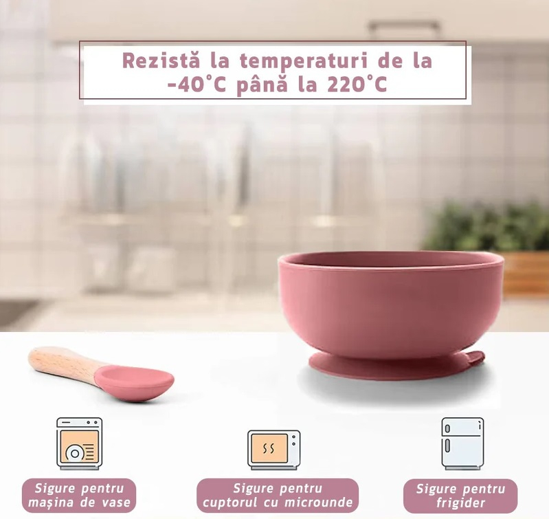 Set complet hranire bebelusi pentru diversificare, silicon, fara BPA, 13 piese, Roz [4]