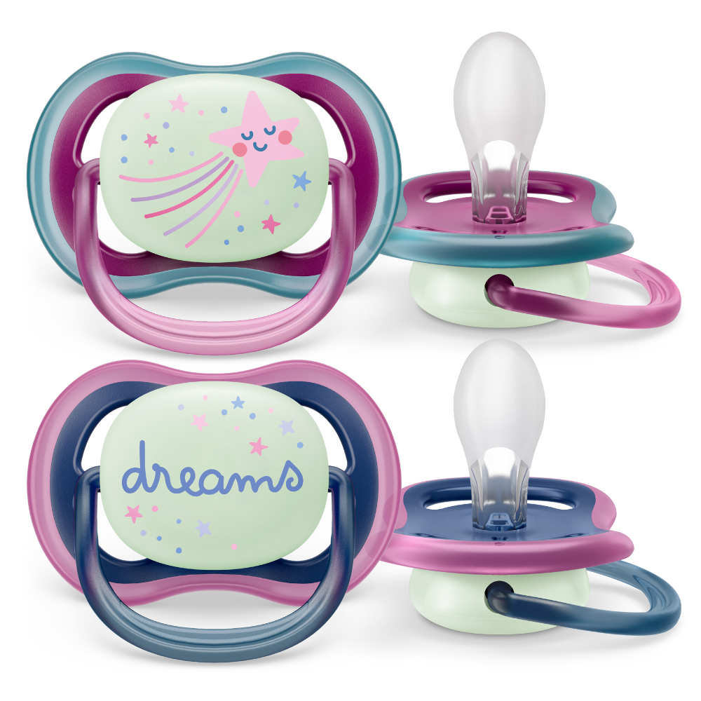 Suzete fosforescente Ultra Air Philips Avent, 6-18 luni, 2 bucati, Rosu si Albastru, SCF376/14, Philips [1]