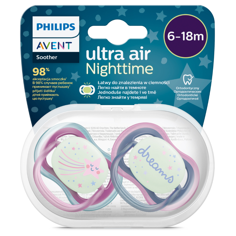 Suzete fosforescente Ultra Air Philips Avent, 6-18 luni, 2 bucati, Rosu si Albastru, SCF376/14, Philips [3]