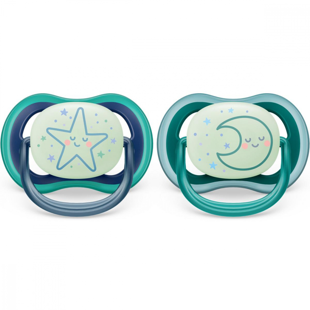 Suzete fosforescente Ultra Air Philips Avent, 6-18 luni, 2 bucati, Verde, SCF376/13, Philips [3]
