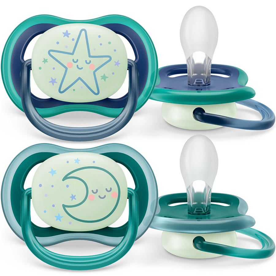 Suzete fosforescente Ultra Air Philips Avent, 6-18 luni, 2 bucati, Verde, SCF376/13, Philips [1]