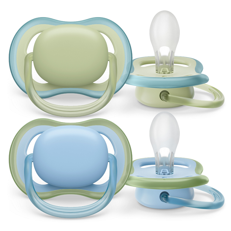 Suzete Ultra Air Philips Avent, 0-6 luni, 2 bucati, Verde si Blue, SCF085/21, Philips [1]
