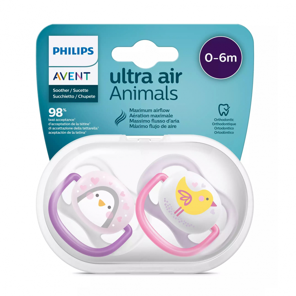 Suzete Ultra Air Philips Avent, 0-6 luni, Roz si Mov SCF080/06, Philips [2]