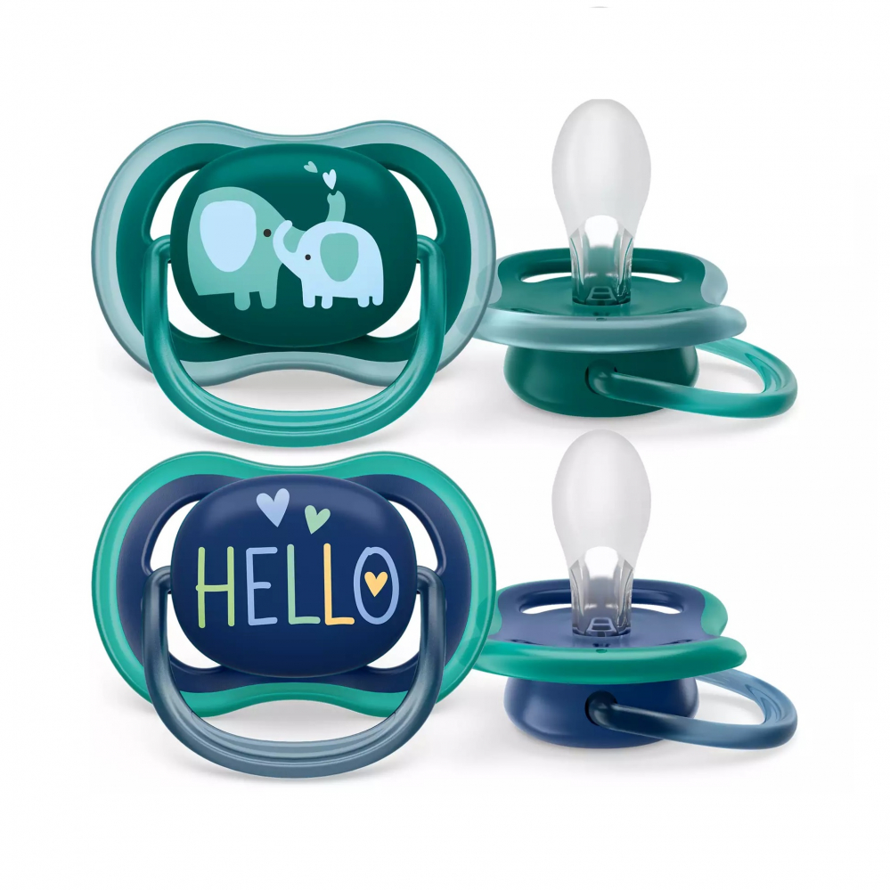 Suzete Ultra Air Philips Avent, +18 luni, 2 bucati Verde si Albastru cu Desen, SCF349/18, Philips [1]
